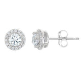 14KT Halo Stud Diamond Earrings - DiamondsOnCredit