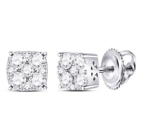 14KT 0.25CT Diamond Cluster Earrings - DiamondsOnCredit