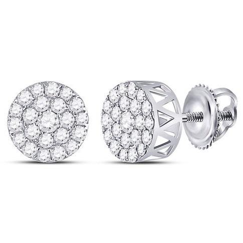 14KT 1.00CT Diamond Cluster Earrings - DiamondsOnCredit