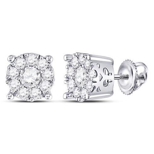14KT 1.00CT Diamond Cluster Earrings - DiamondsOnCredit