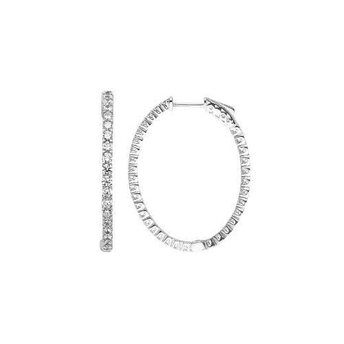 14KT Oval Shape Hoops Diamond Earrings - DiamondsOnCredit