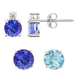 Gemstone Earrings 6MM Round 1/8CTTW - DiamondsOnCredit