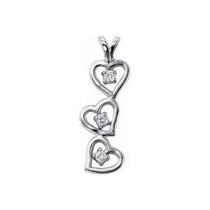 14KT 1/6CT Triple Heart Shape Diamond Pendant - DiamondsOnCredit