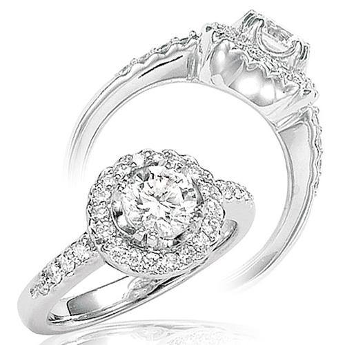 14KT 1.00CT Round Halo Engagement Ring (Complete) - DiamondsOnCredit