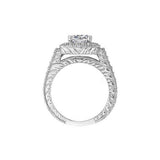 14KT 3/8CT Diamond Square Halo Round Center Vintage Engagement Ring (Semi-Mount) - DiamondsOnCredit